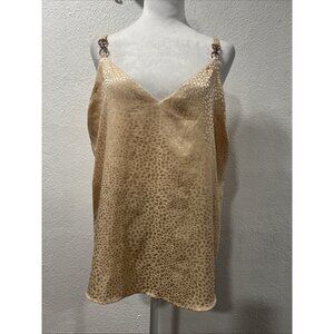 River Island satin cowl neck cami in Beige Animal Print